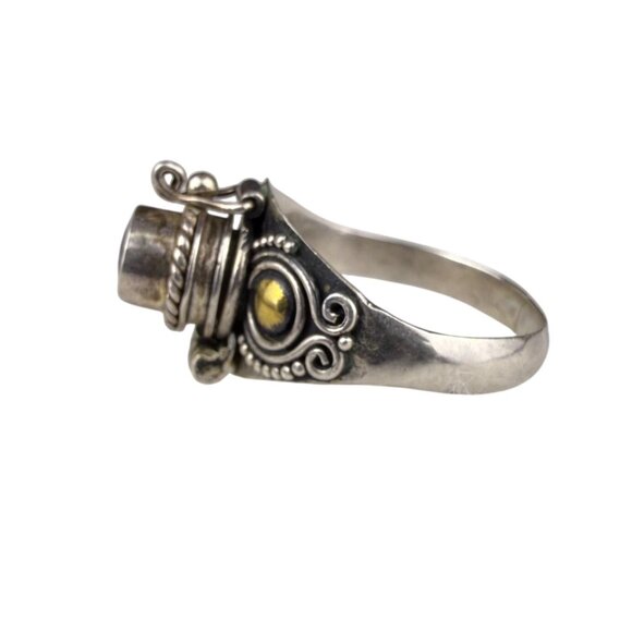 Sterling Silver Womens Garnet Poison Ring Unique Hinged Design Trinket Size 6 - Picture 3 of 6